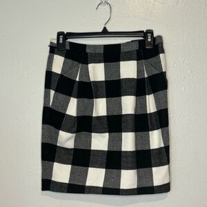 NWT Black & White Checkered Buffalo Plaid Pencil Skirt Wool Sz 2 Pockets Women’s